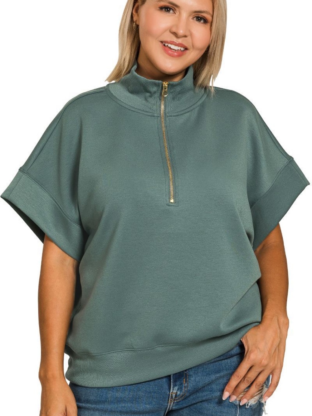 Zenana scuba high neck half zip pullover